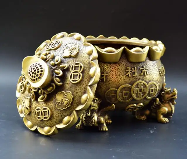 

Collection fine workmanship brass four God beast wealth Incense burner