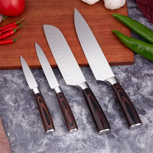 4pcs Each Set Mokithand 5pcs Kitchen Knife Set Professional Japanese Chef Knives 7CR17 High Carbon Stainless Steel Meat Santoku Paring Knife - Цвет: 4pcs Each Set
