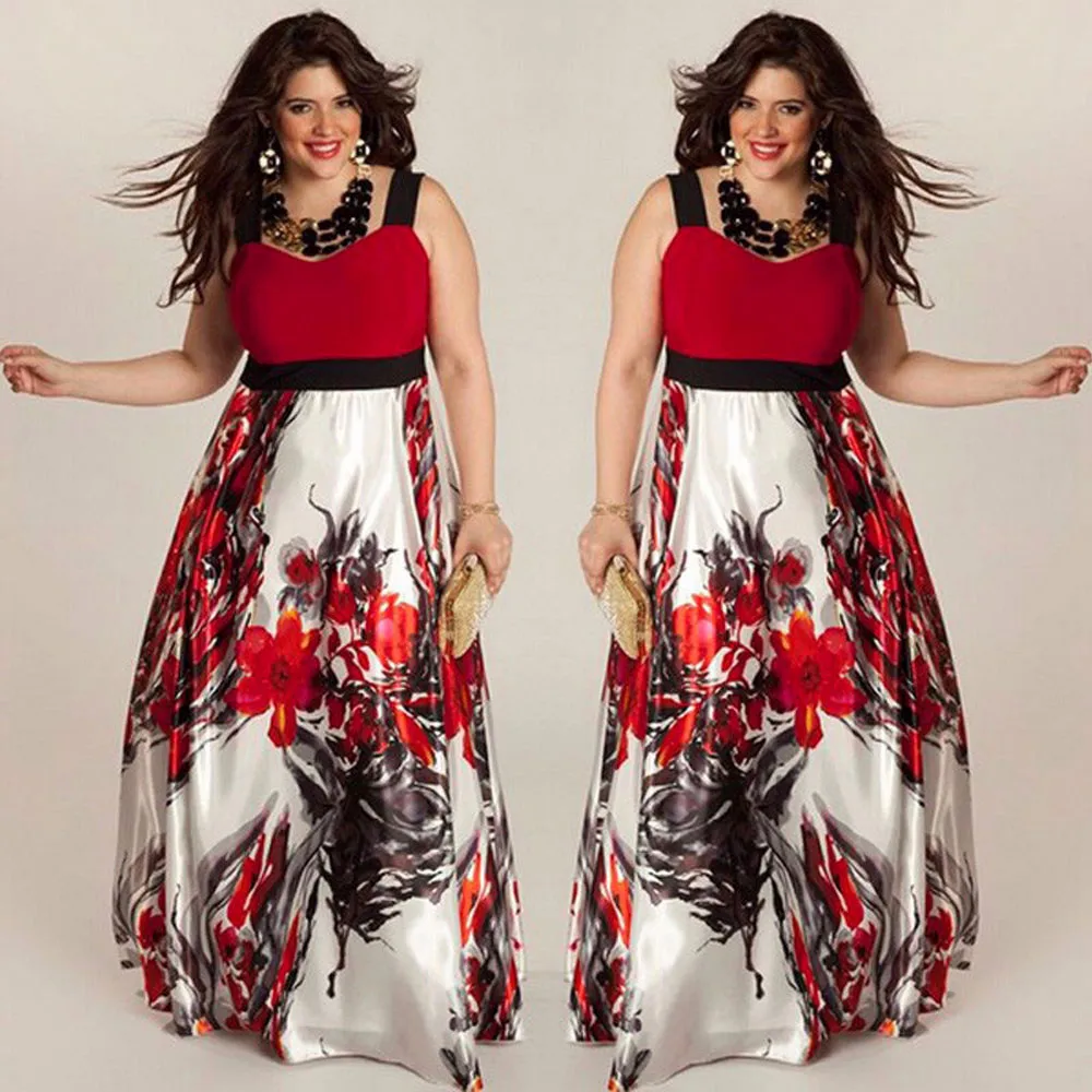 JAYCOSIN размера плюс 5XL летние платья для женщин с принтом толстых MM вечерние в пол