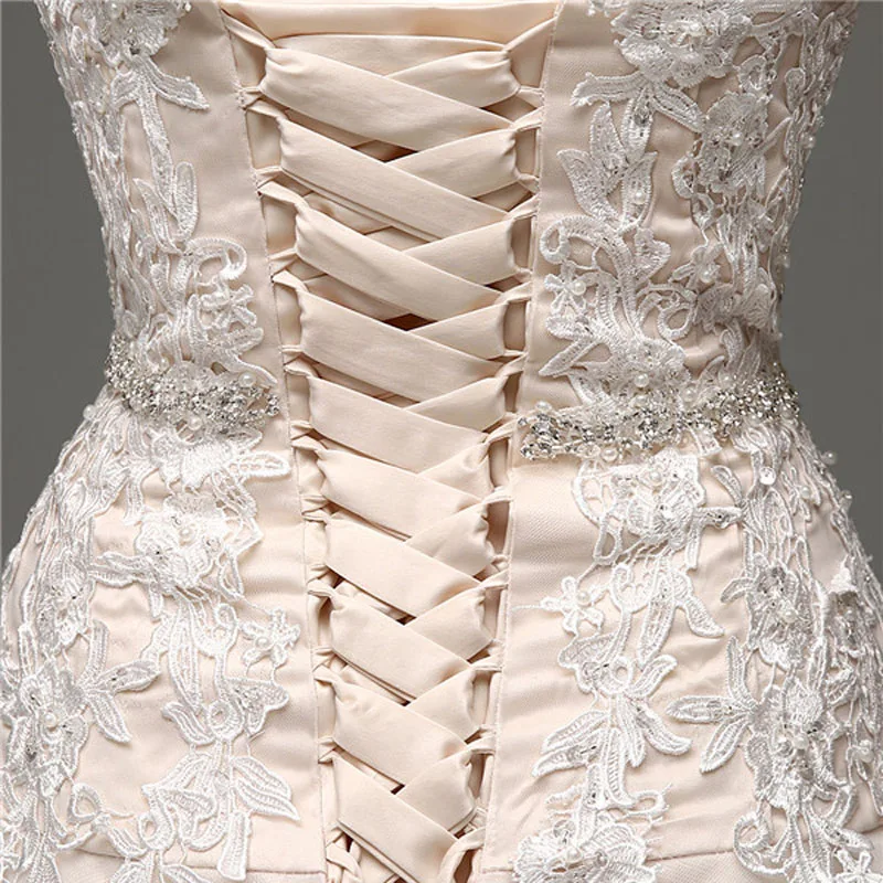 Новое модное ТРАПЕЦИЕВИДНОЕ свадебное платье без бретелек из тюля с кружевной