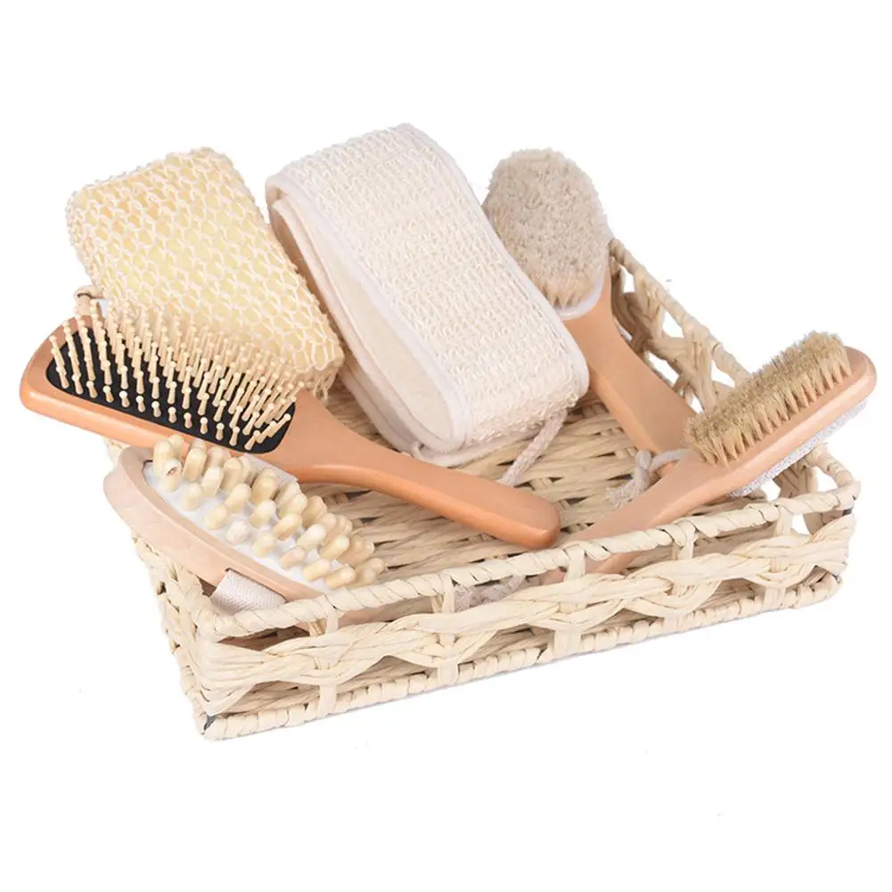 Adeeing 7 шт./компл. купальный спа гребень из хлопка и льна набор кистей для