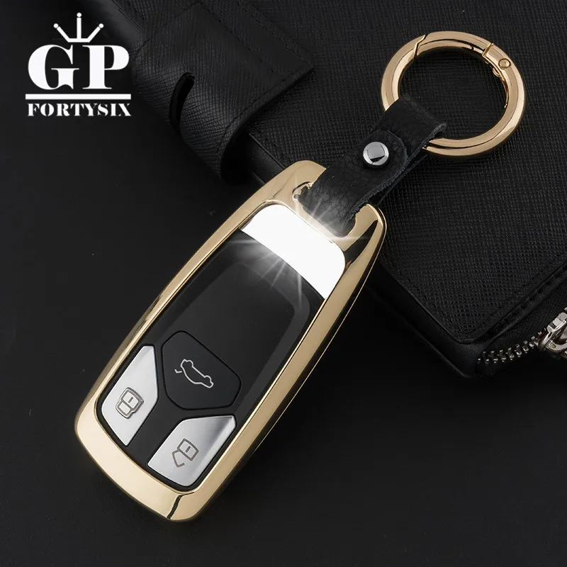 GPFORTYSIX цинковый сплав кожаный автомобильный чехол для брелка с ключом AUDI A4 B9 Q5 Q7 TT