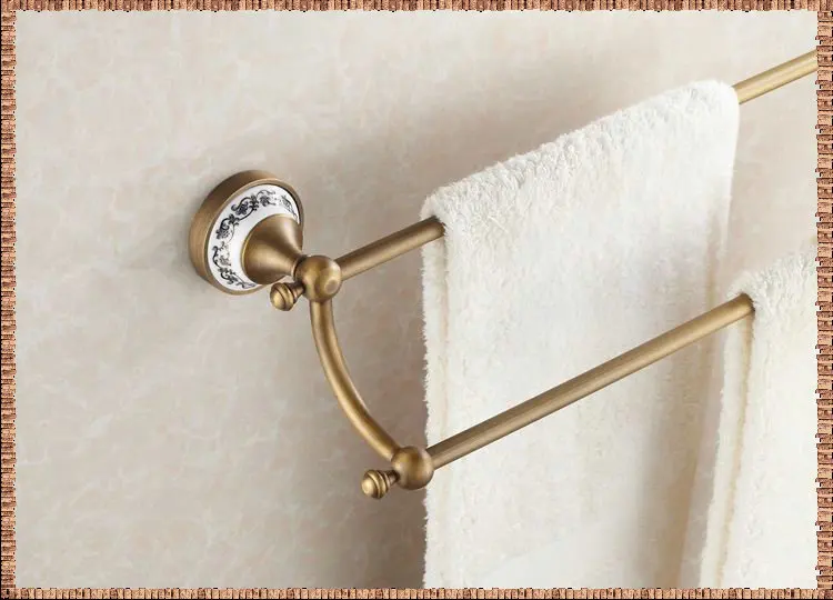 Free shipping Towel rack copper bathroom accessories double fashion antique towel bar /towel holder HJ-1811 | Строительство и