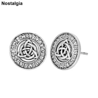 nostalgia norse viking runes jewelry trinity scottish irish triskele triquetra knot eternity symbol stud earrings