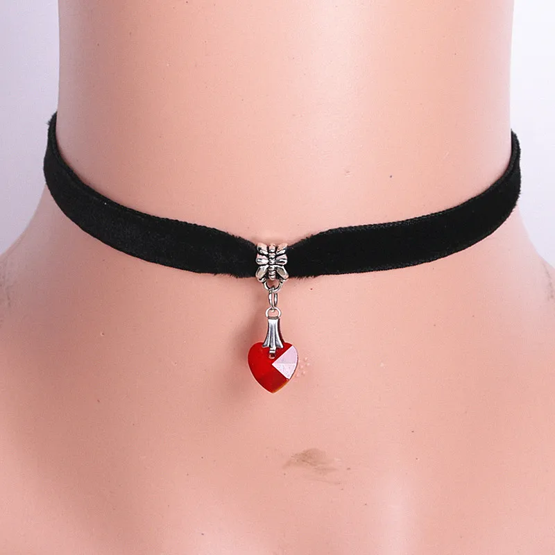 3 шт Готический бархат сердце кристалл чокер ожерелье с подвеской ручной работы