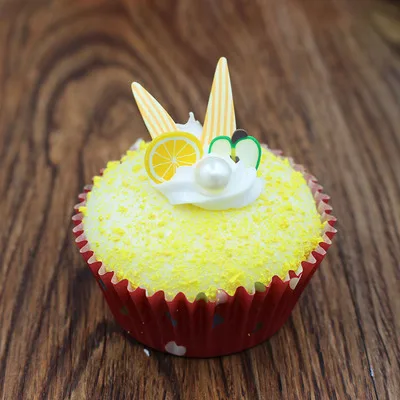 Креативные ПУ моделирование чашки с фруктами жемчужный крем маленький торт магнит на холодильник
