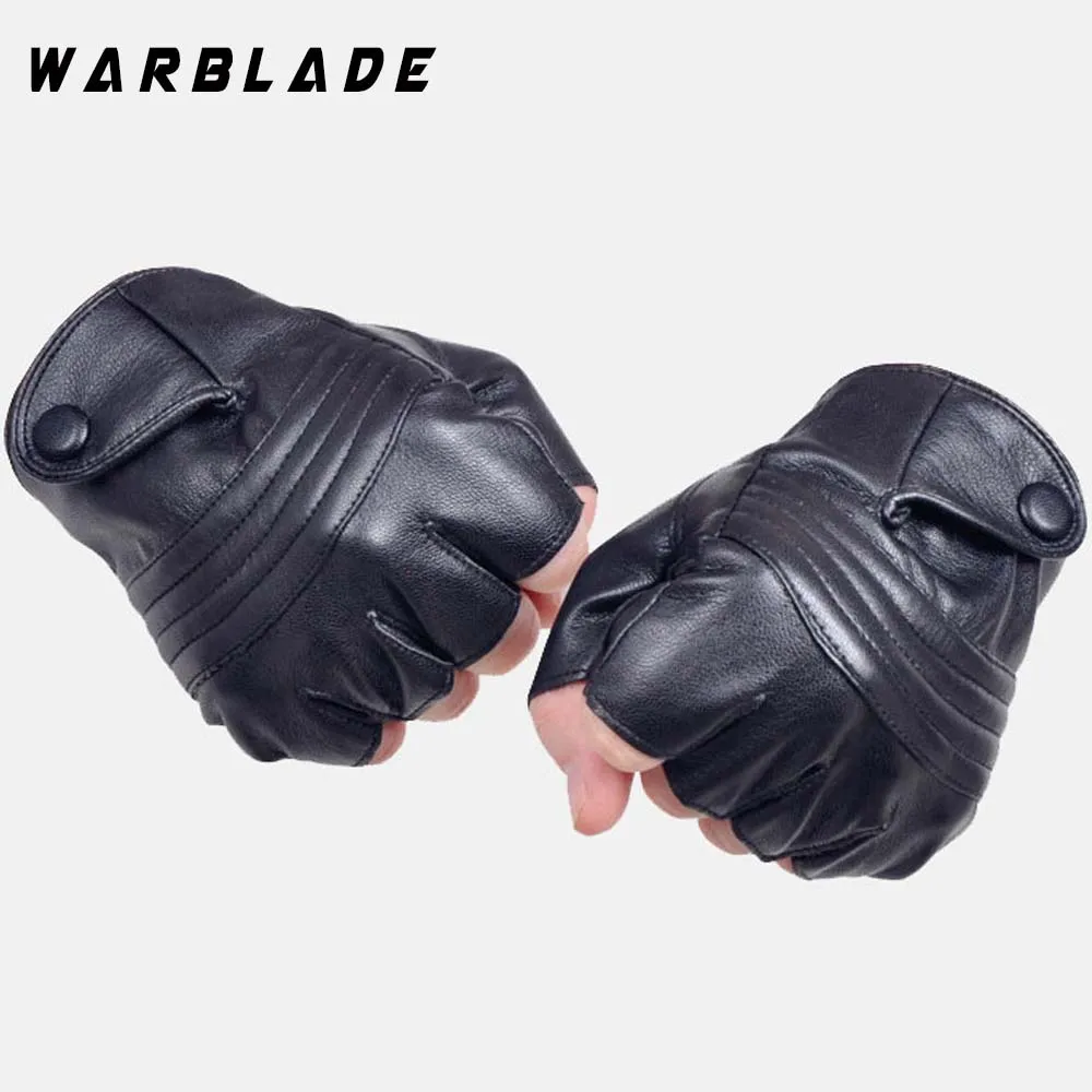 as picture Модные перчатки WarBLade для вождения в тренажерном зале из искусственной кожи, перчатки без пальцев для мужчин и женщин, тактические перчатки с полупальцами, черные перчатки Guantes Luva - Цвет: as picture