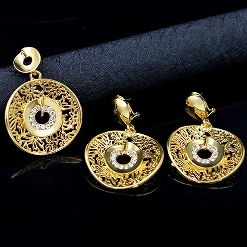 Earrings Pendant Sunny Jewelry, классические круглые Ювелирные наборы для женщин, серьги, ожерелье, циркониевые Цветочные Ювелирные наборы для свадьбы, помолвки - Окраска металла: Earrings Pendant