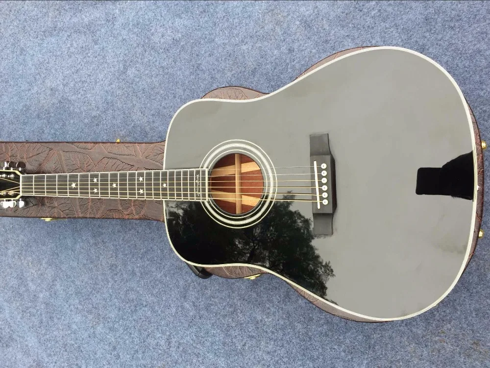 D35 Акустическая гитара Johnny cash signature акустическая электрическая гитара Акустическая гитара цельный топ D35 BK гитара