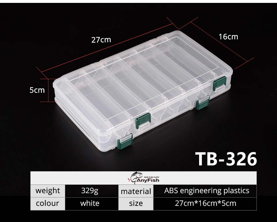 Коробка для рыболовной приманки ANYFISH TB-326, 27*16*5 см, пластиковые рыболовные аксессуары, коробка для рыболовной приманки, рыболовные принадлежности, коробки для рыболовных снастей