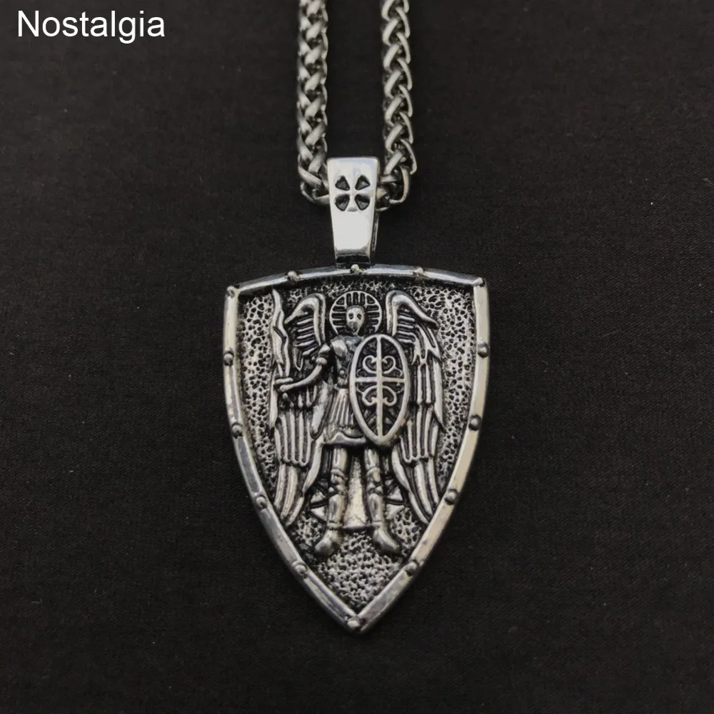 Ностальгия Archangel Talisman St.Michael Protect Me Saint Shield Защита Амулет Кулон Крылья Ангела