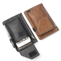 hook loop man belt clip zipper card pouch dual mobile phone leather case for bluboo edgeumi rome xumi maxsuperplusthl t9