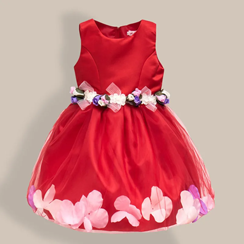 New Fashion Sequin Flower Dress Party Birthday Wedding Princess Toddler Baby Girls Clothes Children Kids Lycra Dresses k1 | Детская