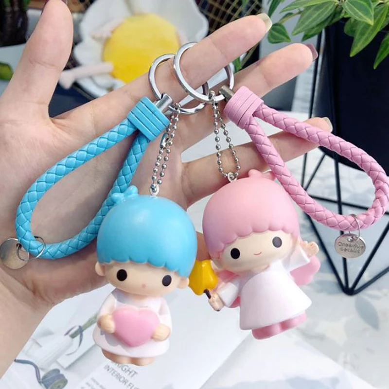 1 шт. Kawaii Маленькие близнецы звезды ПВХ брелок маленькие куклы сумка для ключей Подвески брелок мини аниме мультфильм девушка игрушка, фигурка куклы