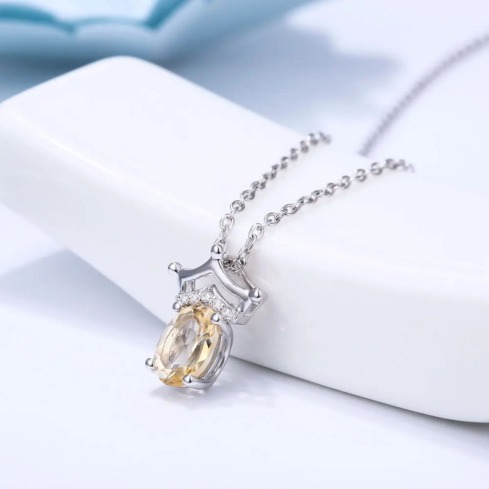 DOUBLE R 0.76ct натуральный драгоценный камень цитрин серебро 925 пробы Кулон Ювелирные