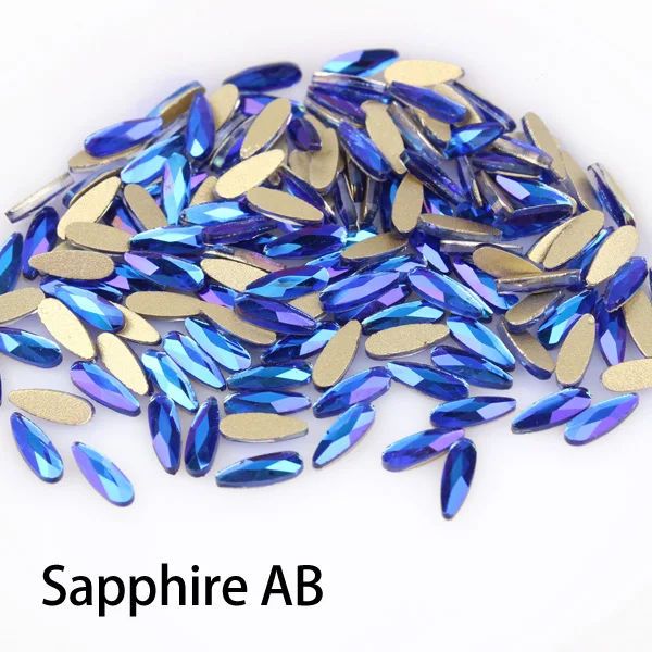 Sapphire AB Горячая Распродажа маленькая капля 2x6 мм ногтей Стразы 26 цветов нарядное с украшением в виде кристаллов со стразами 30/100 шт./пакет для 3D для художественного оформления ногтей - Цвет: Sapphire AB
