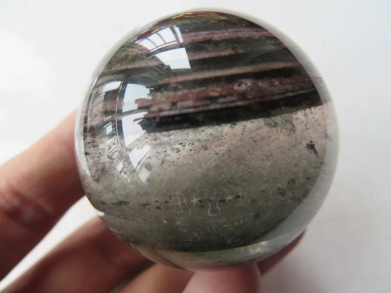 Природный прозрачный кварц радуги круглые кристаллы Orb Исцеление+ зеленый-Phantom 92g