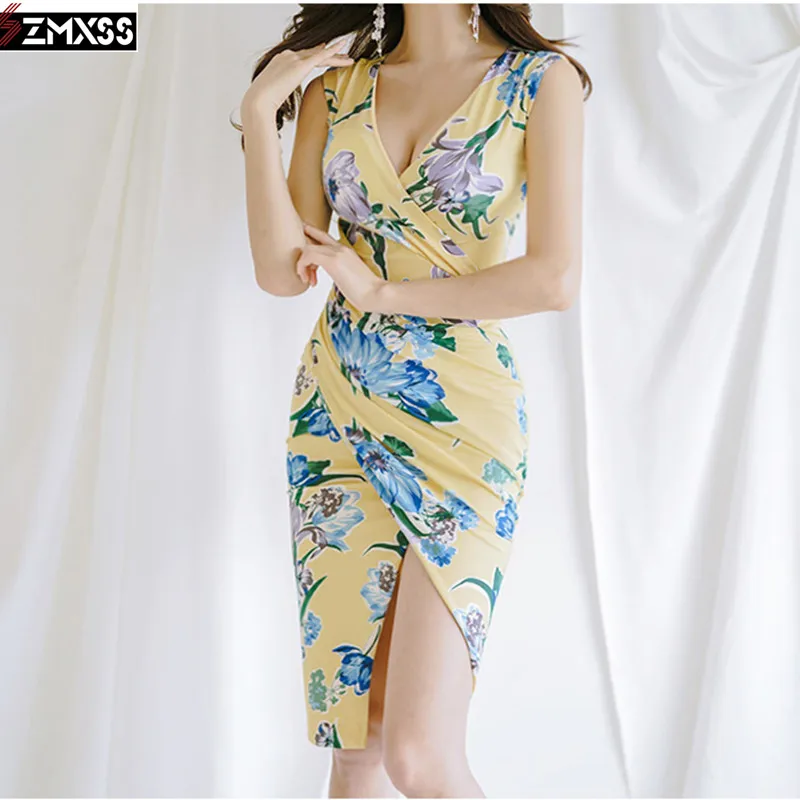 2018 летние платья Офисная Леди без рукавов v образным вырезом карандаш