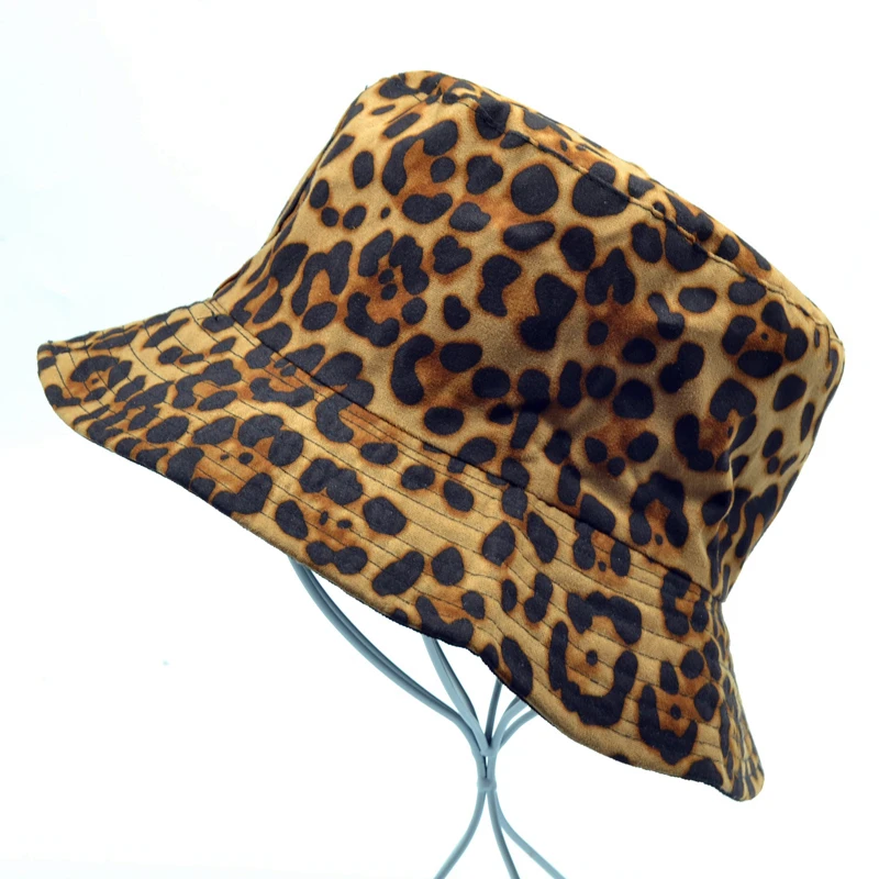 

Leopard Fashion Summer Bucket Hat harajuku Women Leopard Animal Printed Bucket Cap Fishing Hat