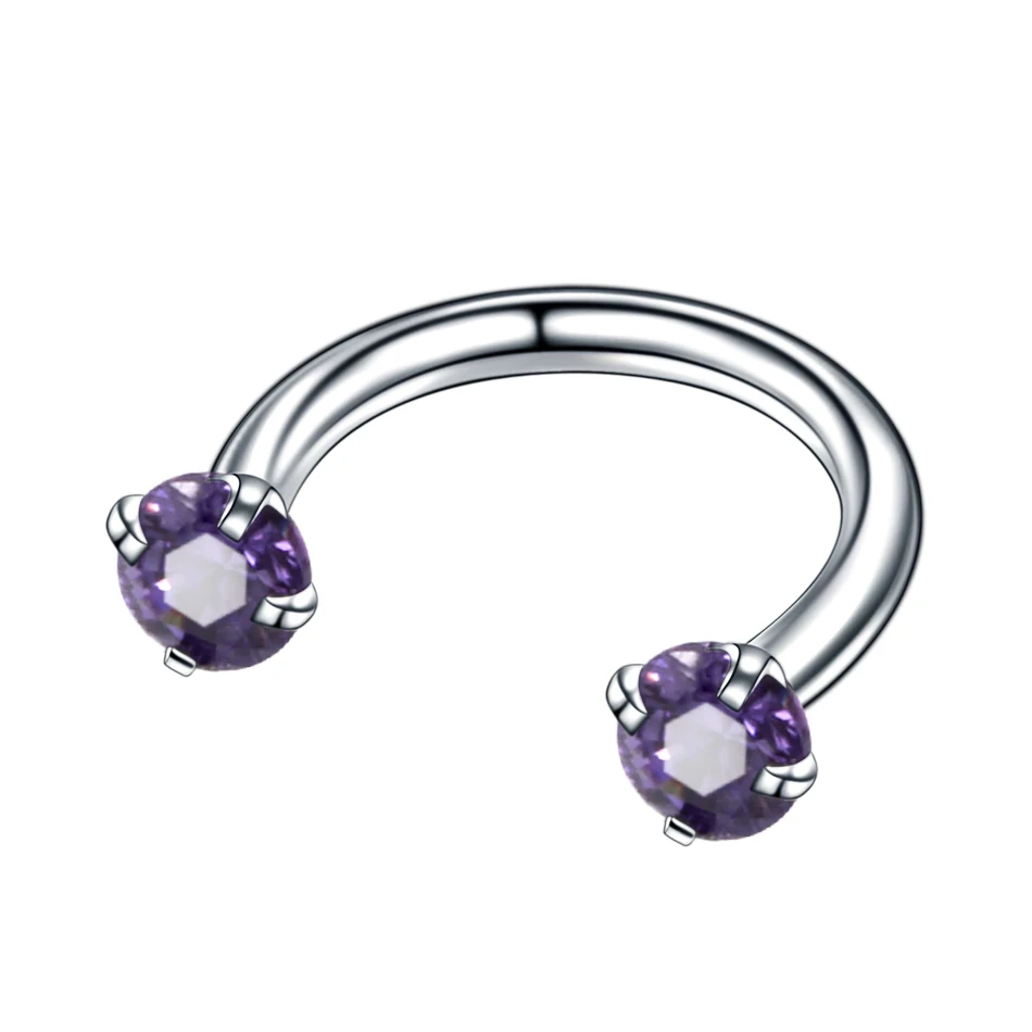 purple roud gem 1 шт. 316L хирургический стальной Нос Кольца Пирсинг Ноздря с внутренней резьбой с принтами звезд и круглый самоцвет пирсинг для пупка серьги для ушного хряща ювелирные изделия - Окраска металла: purple roud gem