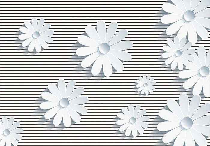 Пользовательские 3D фрески современная простота трехмерных белых цветов papel де