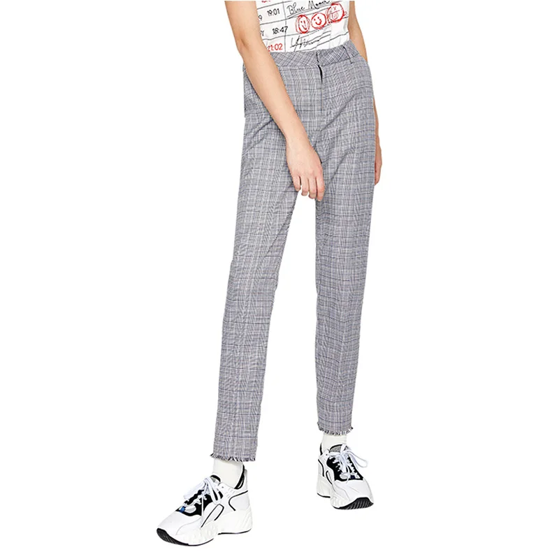 Toyouth New Autumn Plaid Women Pants Casual Formal Office Ladies Trousers Straight Korean Stylish Pantalones Mujer|Брюки| |