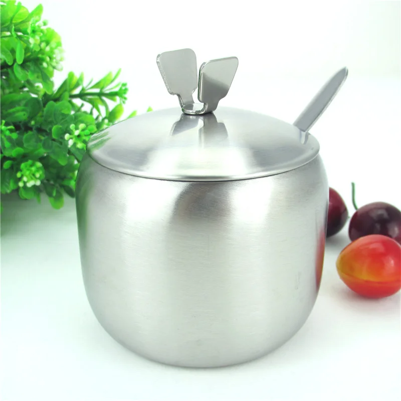 Коробка для приправ из нержавеющей стали банка сахара и специй с крышкой ложки