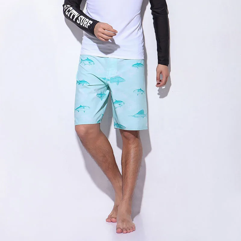 Мужские пляжные шорты GSOU черные с принтом быстросохнущие свободные для серфинга