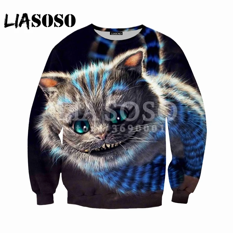 LIASOSO, новинка, толстовка, худи, 3d принт, Алиса в стране чудес, Чеширский кот, майка, мужские и женские повседневные Пуловеры с длинным рукавом X0489 - Цвет: 5