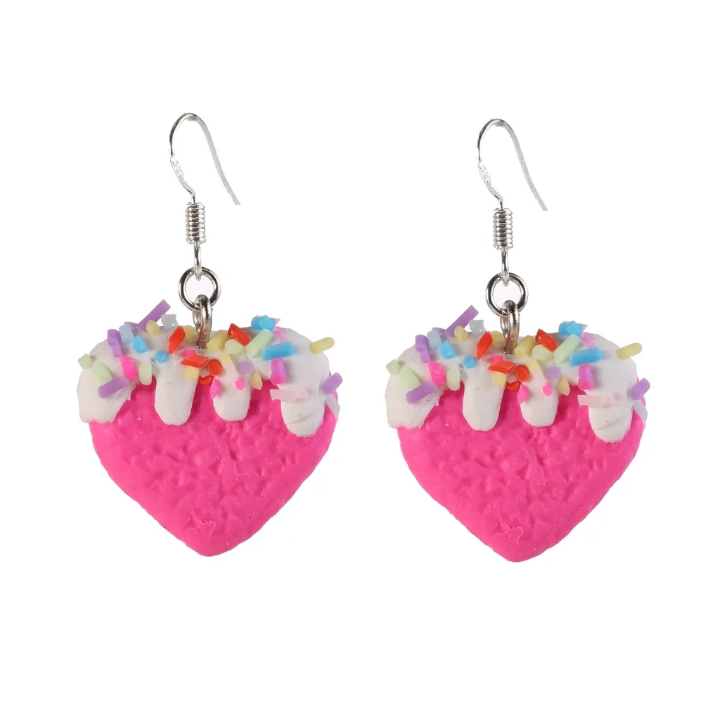 Серьги-подвески в виде сердца с радужным завитком