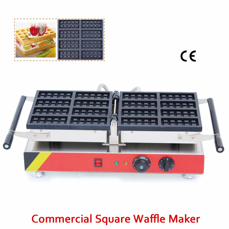 

Commercial Non-stick 8 Moulds Small Rectangle Waffle Machine Belgian Waffle Baker Maker 1500W 220V 110V Food Street Snack