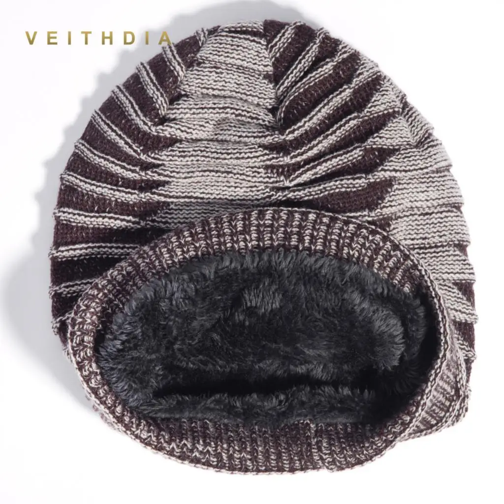 Супер крутые шапки VEITHDIA для мужчин облегающие вязаные бархатная цветная шапка в