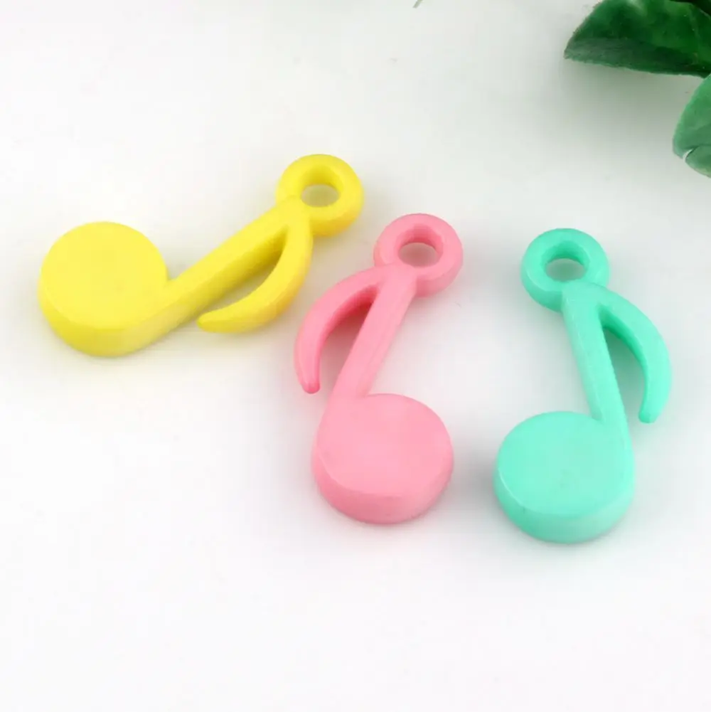 200 шт смешанных цветов акриловый Шарм в виде музыкальной ноты кулон 14x27 мм DIY