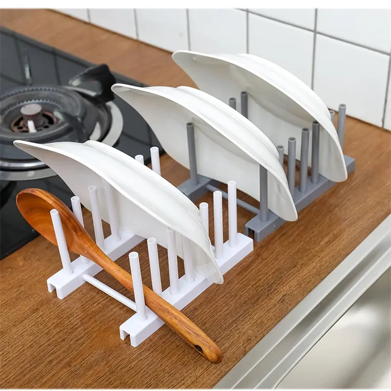 Кухонная полка белая пластиковая подставка для крышек кухонные принадлежности