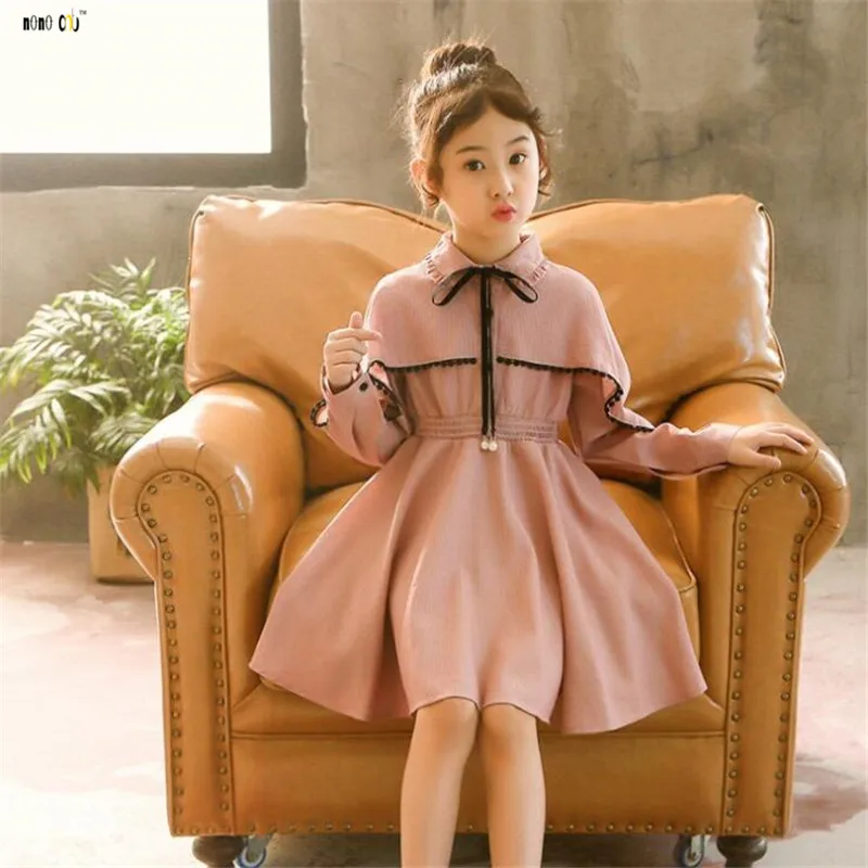2018 Autumn Winter Girl Dress Long Sleeve Ruffles Pleated Elegant Princess Dresses Kids Girls Clothes 4 5 6 7 8 9 10 11 12 Years | Детская