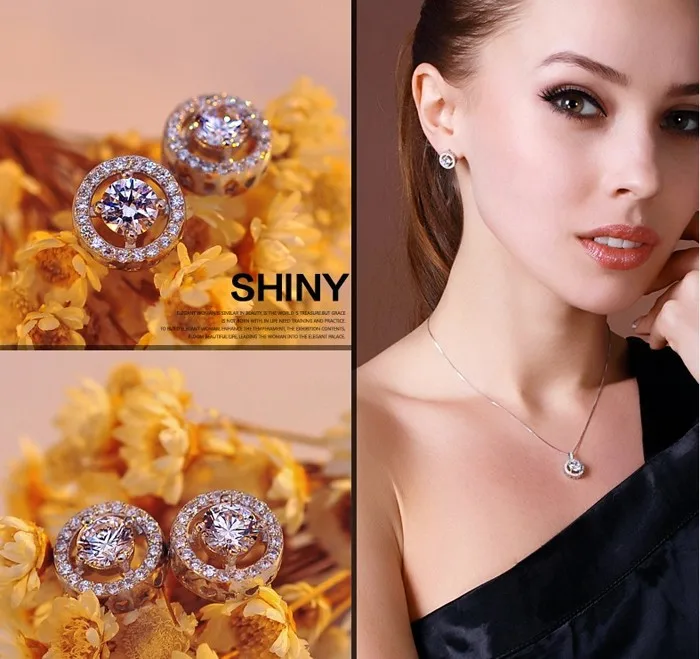 YINHED New Trendy Bridal Jewelry Sets 925 Sterling Silver 1.5ct Cubic Zirconia CZ Stud Earrings and Ring Set for Women ZS028 | Украшения и