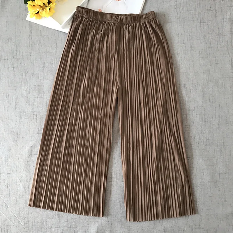2019 female spring and summer large size chiffon pleated skirt pants wide leg thin section casual culottes | Женская одежда