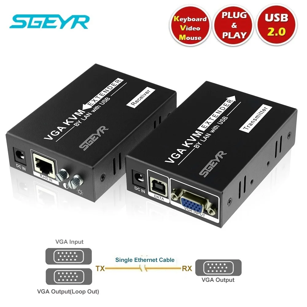 SGEYR 200 м VGA KVM Extender 656ft по UTP Cat5 Cat6 сплиттер USB KVM клавиатура Мышь Управление разгибателей Extender с PS/2