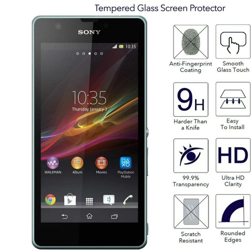 С уровнем твердости 9 H HD 2.5D закаленное Стекло es для sony Xperia ZR C5502 C5503 M36h Экран