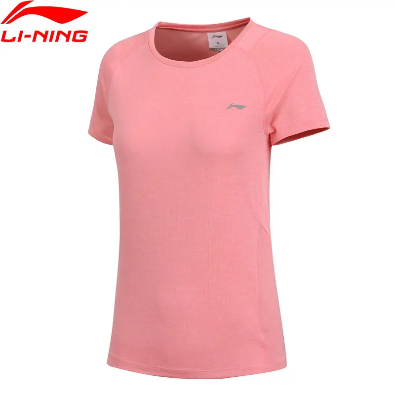 Li-Ning, женская футболка для бега, облегающая, полиэстер, на сухой, смарт-подкладке, дышащая, комфортная, Спортивная футболка, топы ATSP038 WTS1477