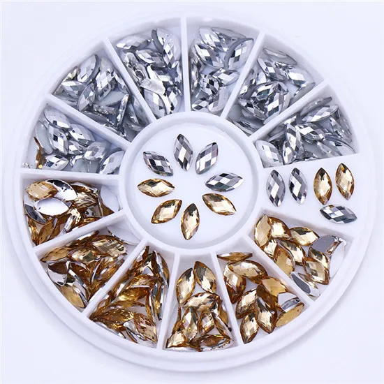 1 коробка 4 мм Красочные Стразы 3D украшения ногтей Bling Crystal супер блестящие плоские острые верхние шпильки для УФ гель для ногтей в колесо - Цвет: 41339-1