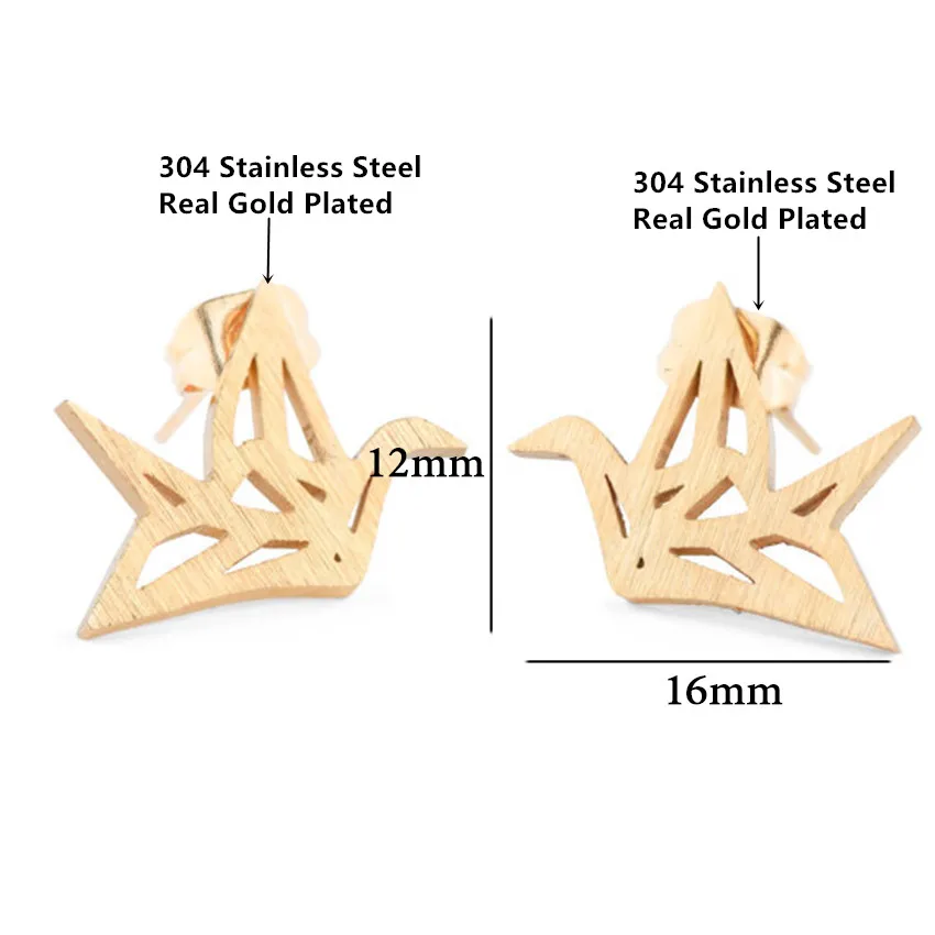Ожерелье и серьги в виде Оригами журавля для женщин детей колье из нержавеющей