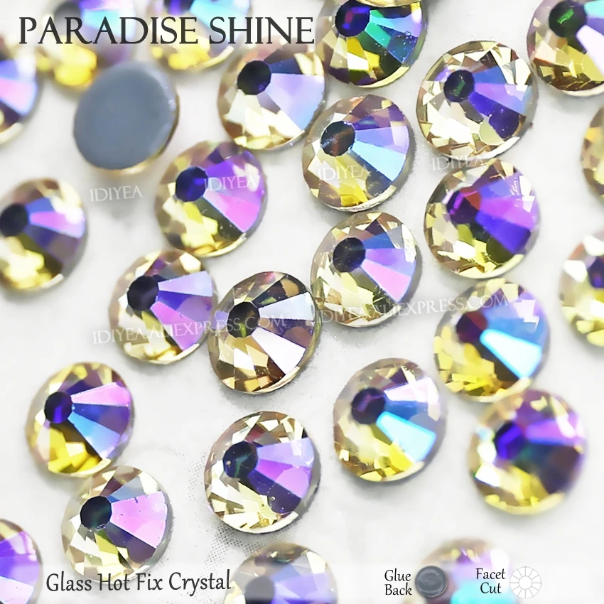 Paradise Shine Высокое качество Горячая фиксация Стразы SS6 SS10 SS16 SS20 SS30 Стразы плоская задняя часть исправление камней Кристаллы Блестки для DIY одежды платье - Цвет: Paradise Shine