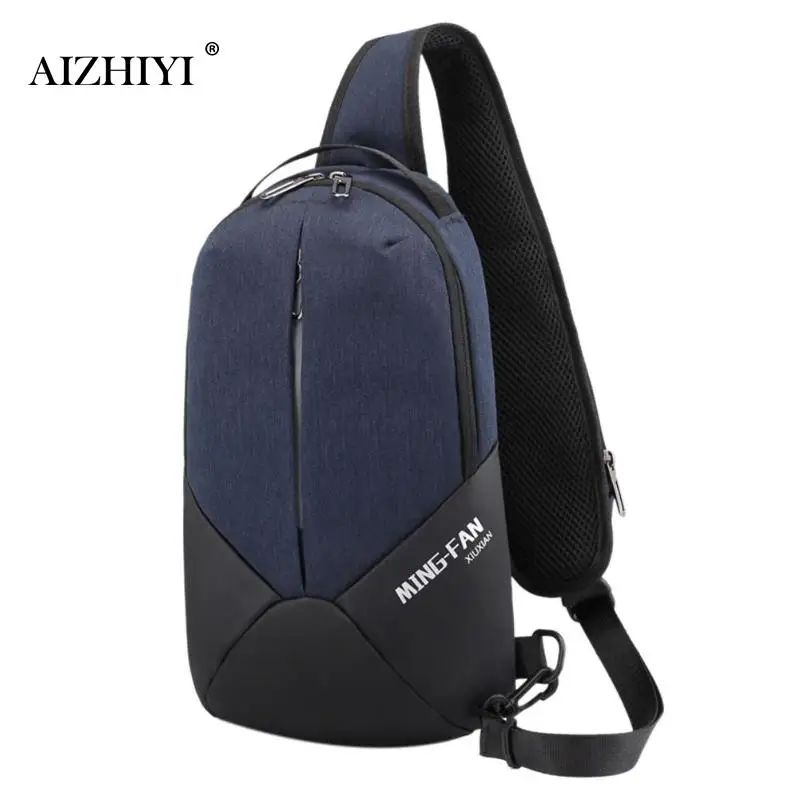 bule Бренд AIZHIYI, нагрудная сумка, USB, сумка-мессенджер, через плечо, для мужчин, на плечо, слинг, сумка, водонепроницаемая, короткая, для поездок, для мобильного телефона, вертикальная сумка - Цвет: bule