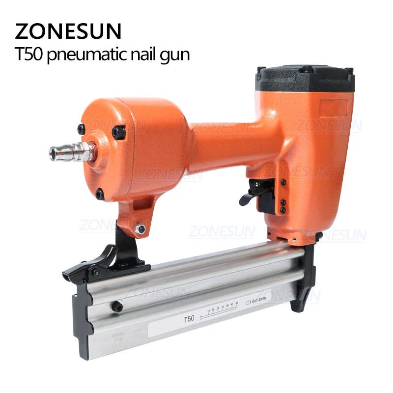 Пневматический степлер ZONESUN T50 пистолет для ногтей мебели деревообработки