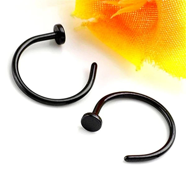 2pcs Nose Ring Piercing Hoop Surgical Steel (Black) | Украшения и аксессуары