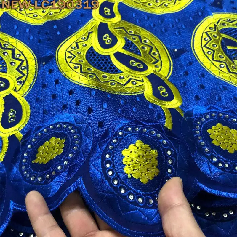Королевский синий Высокое качество Стразы швейцарская вуаль кружевная ткань в