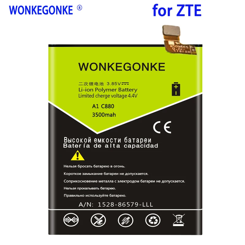 

Аккумулятор WONKEGONKE 3500 мА · ч Li3928T44P8h475371 для ZTE Blade A1 C880 C880U, C880A, C880S, AXON Mini B2015, B2016, Xiaoxian3