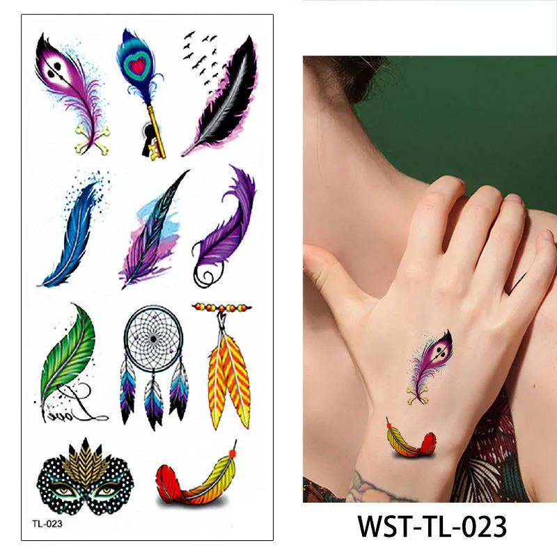 WST-TL-023 19*9 см яркие 25 дизайнов 1 лист цветок тела татуировки WST-TL Временная красота красочные Ловец снов изображения татуировки стикер бумаги - Цвет: WST-TL-023