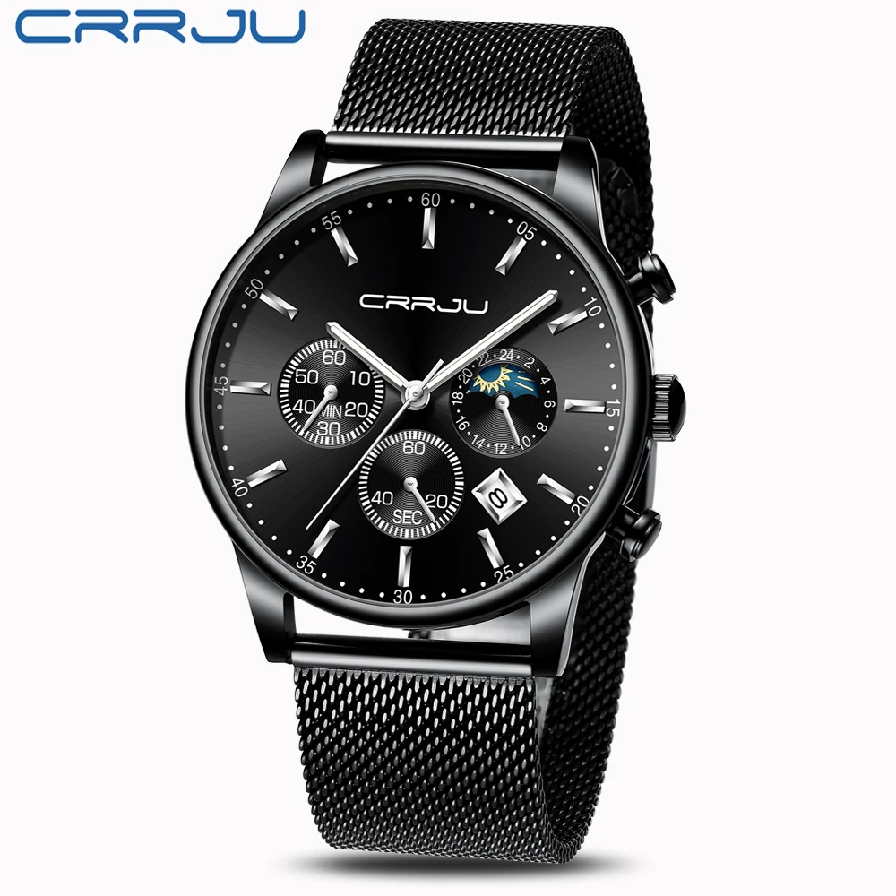 CRRJU мужские часы Reloj Hombre 2019 s лучший бренд класса люкс кварцевые с большим